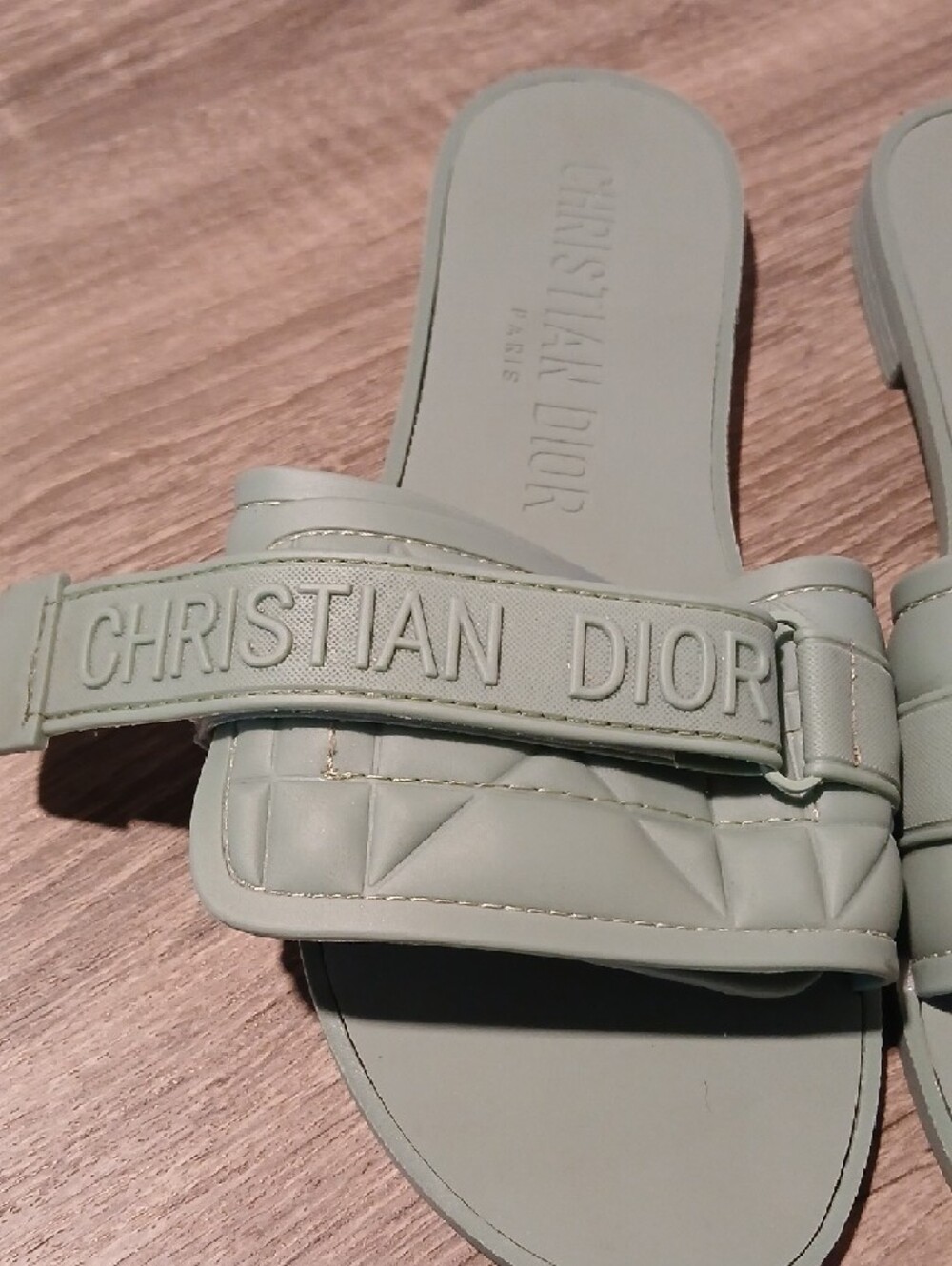 Christian Dior Macrocannage Dio(r)evolution Rubber Slide Sandals – Desert/Sage G - Picture 2 of 8